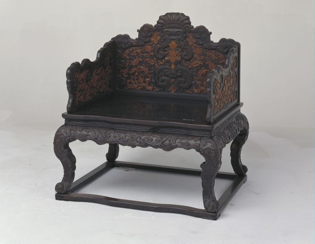 图片[1]-Rosewood inlaid with boxwood throne-China Archive